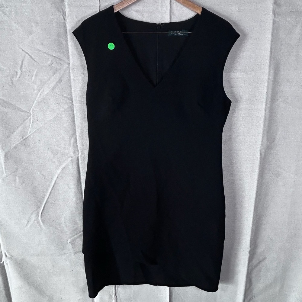 Lauren Ralph Lauren Black V-Neck Cap Sleeve Sheath Dress Size 14‎